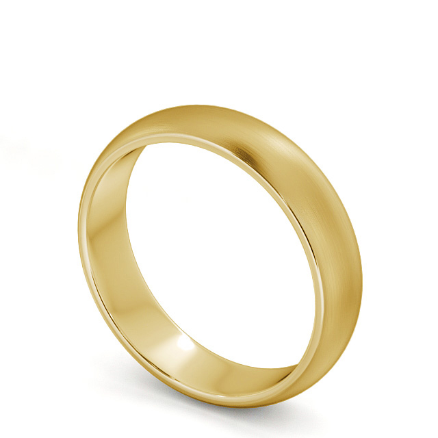 Mens Plain Wedding Ring 18K Yellow Gold - D-Shape (Matt) WBM1B_YG_SIDE