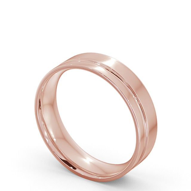 Mens Wedding Ring 18K Rose Gold - Flat Court Side Groove WBM20_RG_SIDE