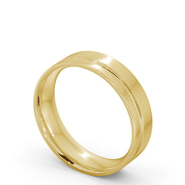 Mens Wedding Ring 18K Yellow Gold - Flat Court Side Groove WBM20_YG_SIDE