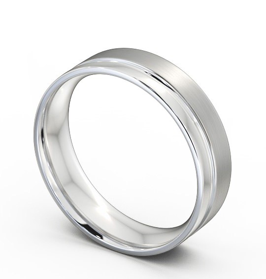 Mens Flat Court Side Groove with Matt Finish Wedding Ring 18K White Gold WBM20B_WG_THUMB1