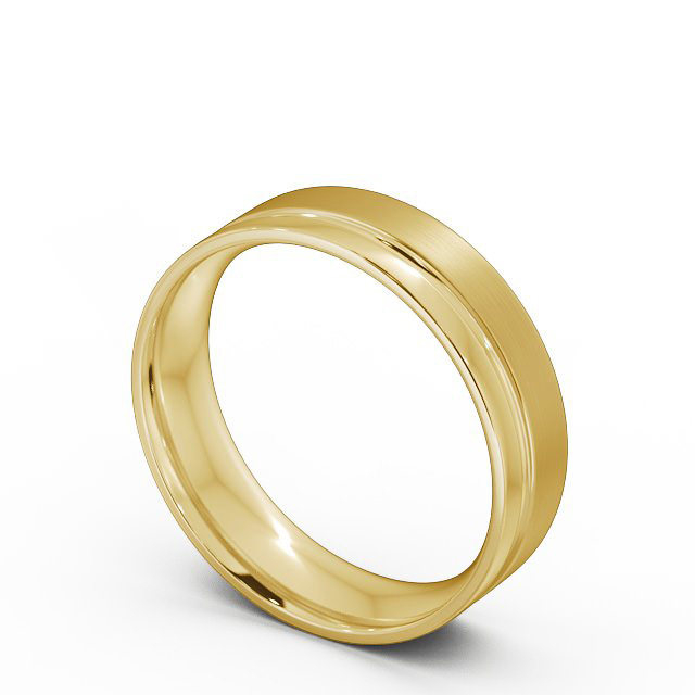 Mens Wedding Ring 18K Yellow Gold - Flat Court Side Groove (Matt) WBM20B_YG_SIDE