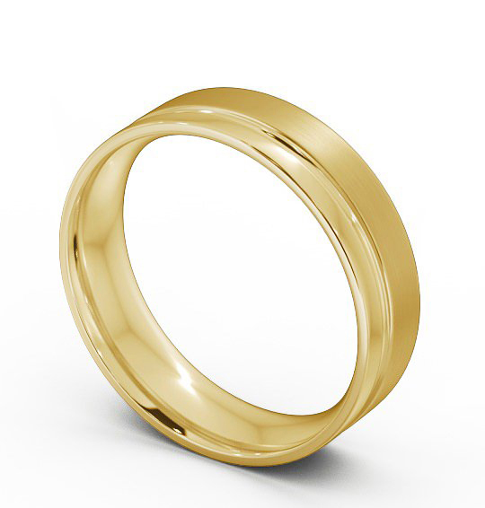 Mens Flat Court Side Groove with Matt Finish Wedding Ring 18K Yellow Gold WBM20B_YG_THUMB1