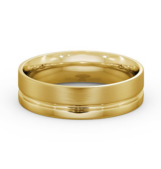 Mens Wedding Ring Flat Court Side Groove Brushed Effect (Matt) WBM20B_YG_THUMB2 