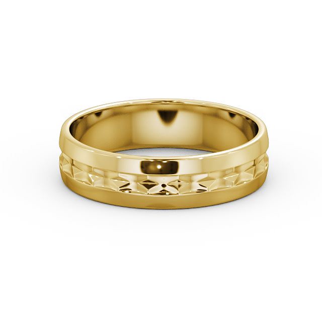 Mens Patterned Wedding Ring 9K Yellow Gold - Costa WBM23_YG_FLAT