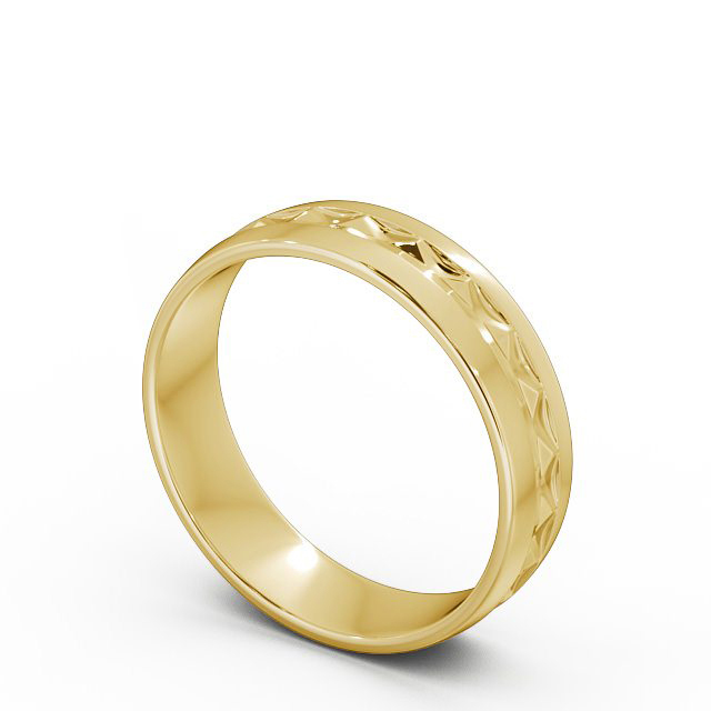 Mens Patterned Wedding Ring 9K Yellow Gold - Costa | Angelic Diamonds