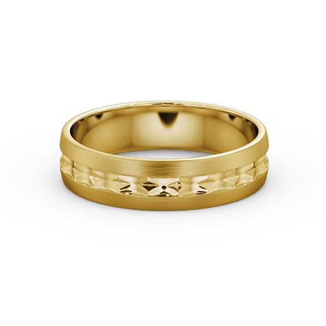 Mens Patterned Wedding Ring 9K Yellow Gold - Costa (Matt) WBM23B_YG_FLAT