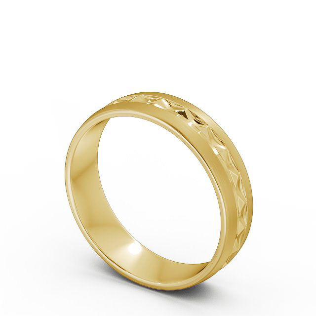 Mens Patterned Wedding Ring 9K Yellow Gold - Costa (Matt) WBM23B_YG_SIDE