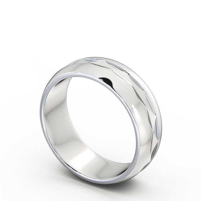 Mens Patterned Wedding Ring Platinum - Gilpin WBM24_WG_SIDE