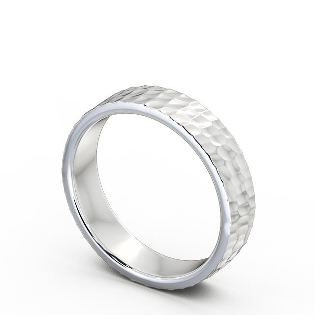 Mens Textured Wedding Ring 18K White Gold - Herra