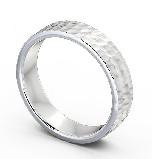 Mens Textured Hammered Effect Wedding Ring 18K White Gold WBM25_WG_THUMB1_1.jpg 