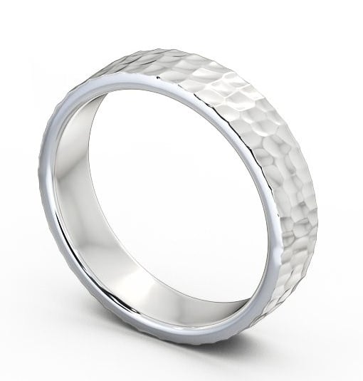 Mens Textured Hammered Effect Wedding Ring 18K White Gold WBM25_WG_THUMB1_1.jpg