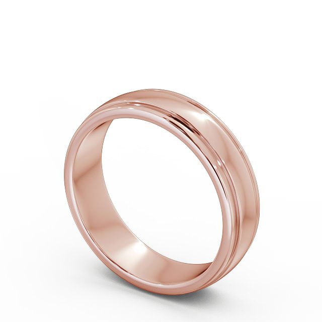 Mens Grooved Wedding Ring 18K Rose Gold - Halwell WBM26_RG_SIDE