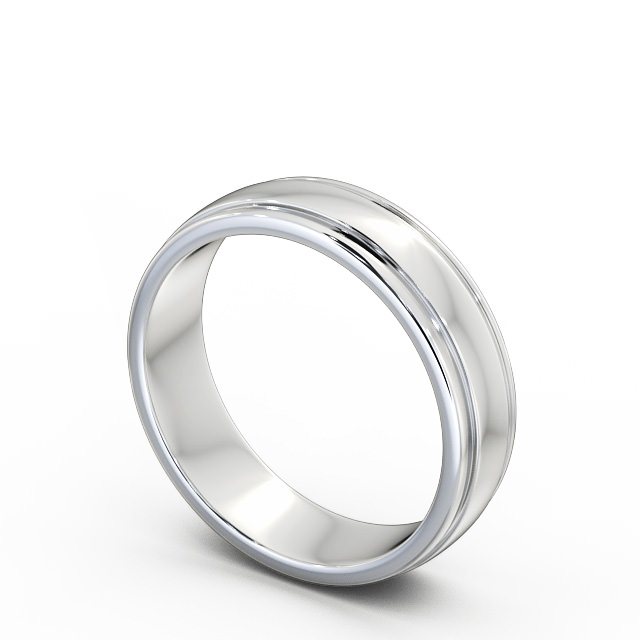 Mens Grooved Wedding Ring 18K White Gold - Halwell WBM26_WG_SIDE
