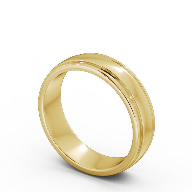 Mens Grooved Wedding Ring 9K Yellow Gold - Halwell WBM26_YG_SIDE