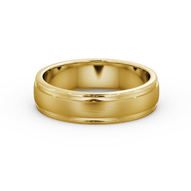 Mens Grooved Wedding Ring 9K Yellow Gold - Halwell (Matt) WBM26B_YG_FLAT