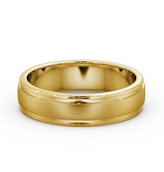  Mens Grooved Wedding Ring 18K Yellow Gold - Halwell (Matt) WBM26B_YG_THUMB2 