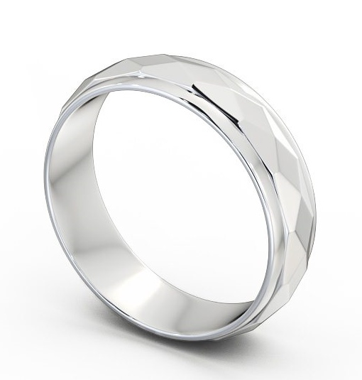 Mens Patterned Geometric Wedding Ring 9K White Gold WBM27_WG_THUMB1_1.jpg 