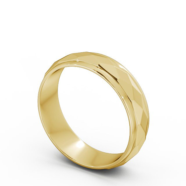 Mens Patterned Wedding Ring 18K Yellow Gold - Kyre WBM27_YG_SIDE