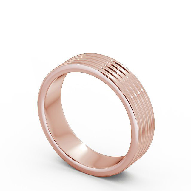 Mens Ribbed Wedding Ring 9K Rose Gold - Minera WBM31_RG_SIDE