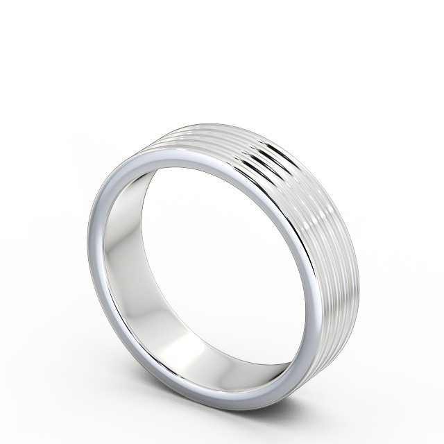 Mens Ribbed Wedding Ring Platinum - Minera WBM31_WG_SIDE
