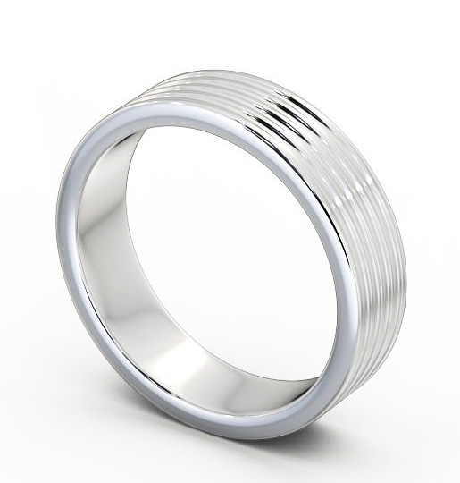 Mens Ribbed Wedding Ring 9K White Gold - Minera WBM31_WG_THUMB1
