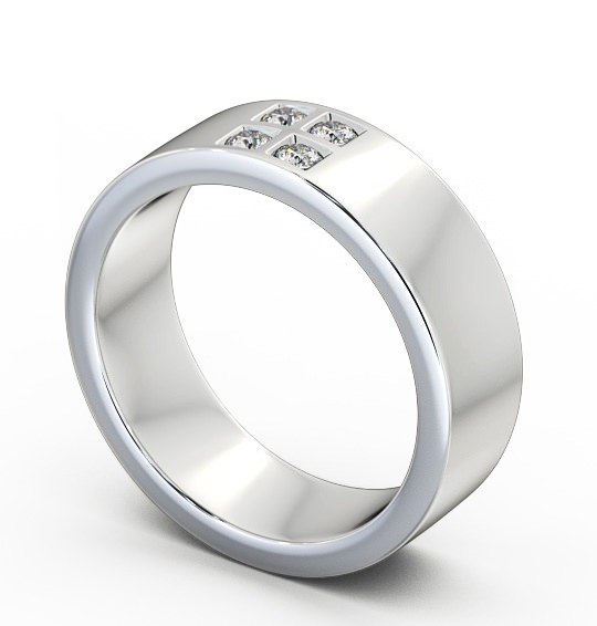 Mens Round Diamond 0.12ct Wedding Ring Platinum WBM32_WG_THUMB1