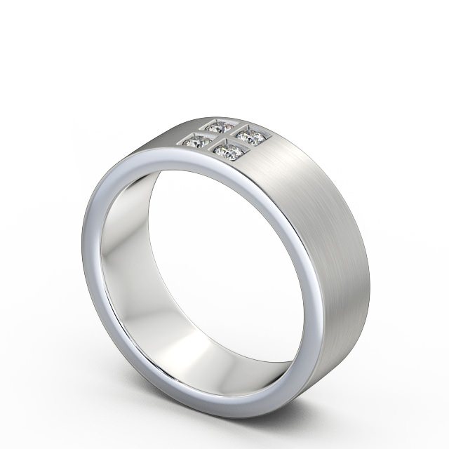 Mens Diamond 0.12ct Wedding Ring Platinum - Newton (Matt) WBM32B_WG_SIDE