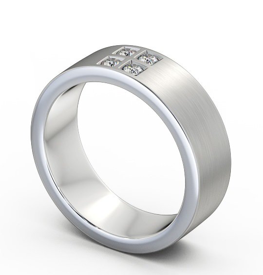  Mens Diamond 0.12ct Wedding Ring 9K White Gold - Newton (Matt) WBM32B_WG_THUMB1 