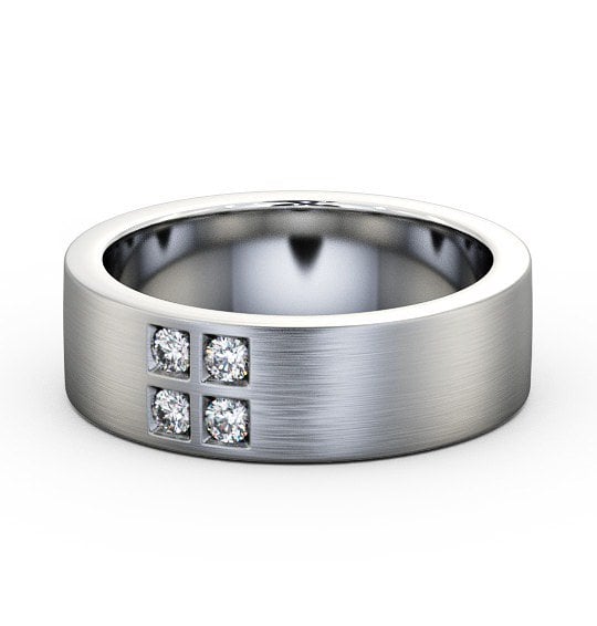  Mens Diamond 0.12ct Wedding Ring 18K White Gold - Newton (Matt) WBM32B_WG_THUMB2 