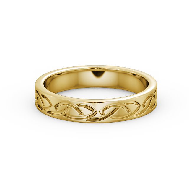 Mens Celtic Style Wedding Ring 9K Yellow Gold - Briana WBM34_YG_FLAT