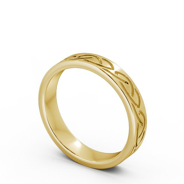 Mens Celtic Style Wedding Ring 9K Yellow Gold - Briana WBM34_YG_SIDE