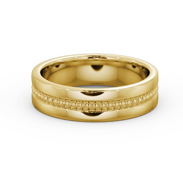 Mens Milgrain Wedding Ring 9K Yellow Gold - Tallow WBM35_YG_FLAT