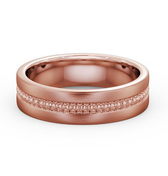 Tallow Mens Plain Wedding Ring Beading Detail and Brushed Effect (Matt) WBM35B_RG_THUMB2 