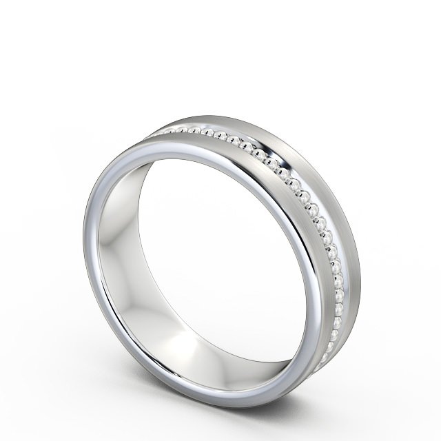 Mens Milgrain Wedding Ring 18K White Gold - Tallow (Matt) WBM35B_WG_SIDE