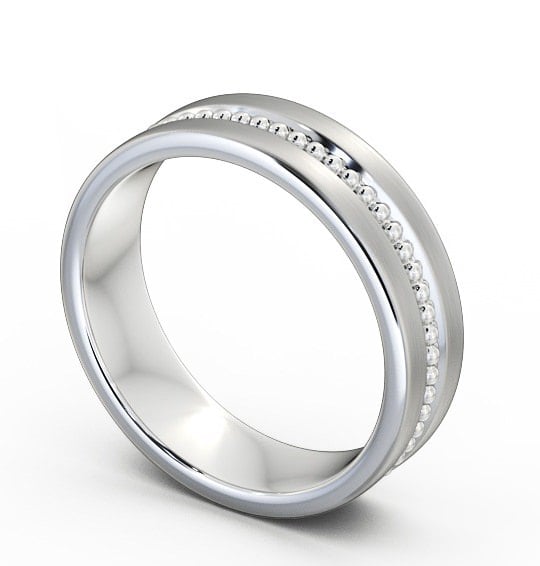 Mens Central Milgrain Matt Finish Wedding Ring Palladium WBM35B_WG_THUMB1