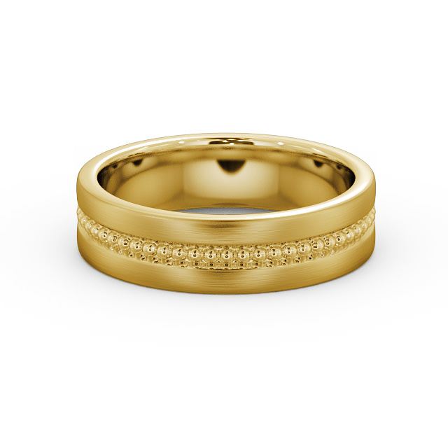 Mens Milgrain Wedding Ring 9K Yellow Gold - Tallow (Matt) WBM35B_YG_FLAT