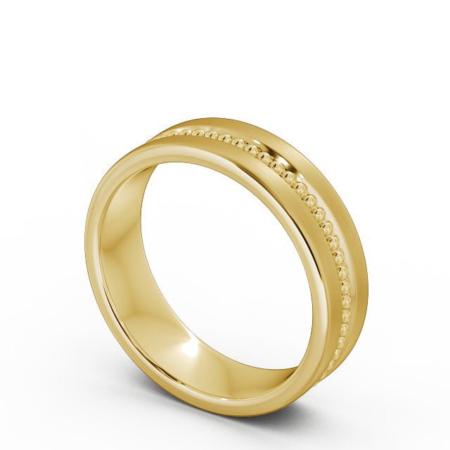 Mens Milgrain Wedding Ring 18K Yellow Gold - Tallow (Matt) WBM35B_YG_SIDE