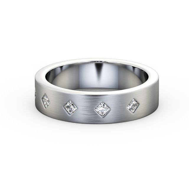 Mens Diamond 0.25ct Wedding Ring 18K White Gold - Aikton (Matt) WBM37B_WG_FLAT