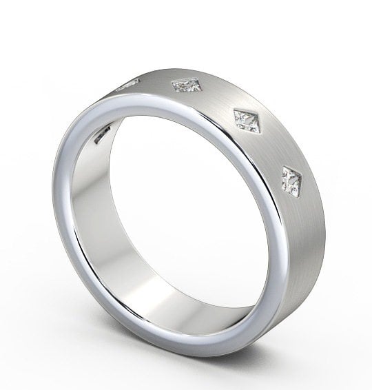 Mens Diamond 0.25ct Wedding Ring 18K White Gold - Aikton (Matt) WBM37B_WG_THUMB1