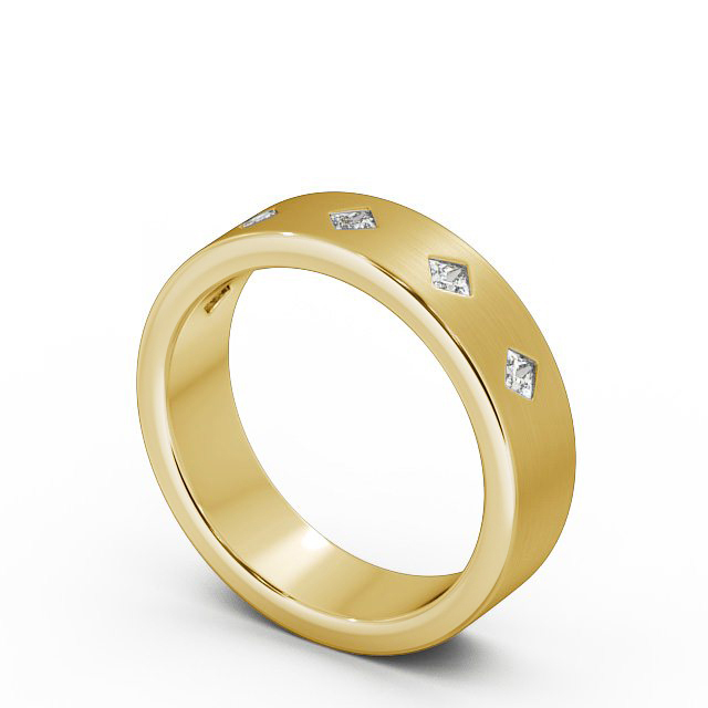 Mens Diamond 0.25ct Wedding Ring 9K Yellow Gold - Aikton (Matt)