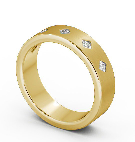 Mens Princess Diamond 0.25ct Matt Finish Wedding Ring 9K Yellow Gold WBM37B_YG_THUMB1