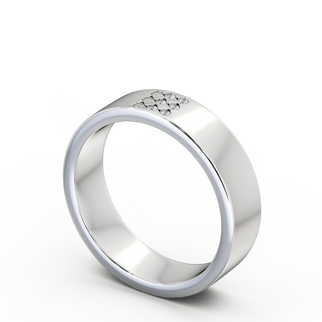 Mens Diamond 0.06ct Wedding Ring 18K White Gold - Barugh WBM38_WG_SIDE