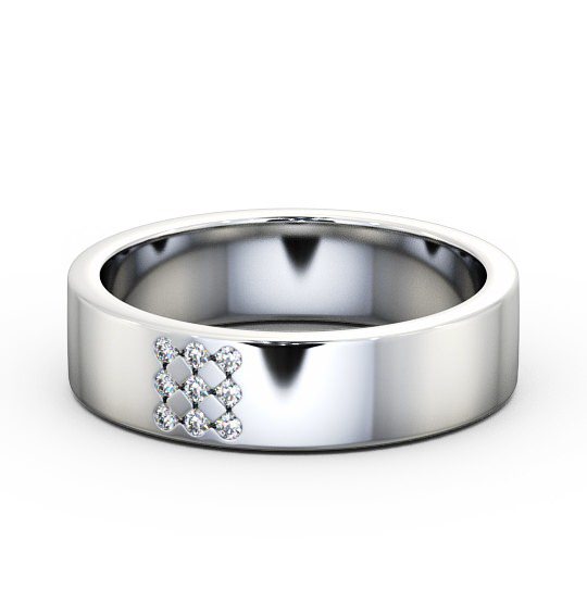 Mens Round Diamond 0.06ct Wedding Ring 18K White Gold WBM38_WG_THUMB2 
