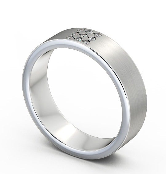  Mens Diamond 0.06ct Wedding Ring 9K White Gold - Barugh (Matt) WBM38B_WG_THUMB1 
