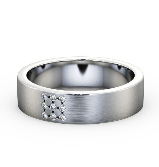  Mens Diamond 0.06ct Wedding Ring 9K White Gold - Barugh (Matt) WBM38B_WG_THUMB2 