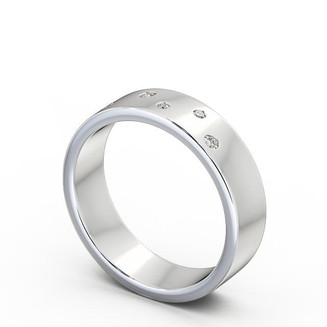 Mens Diamond 0.07ct Wedding Ring 18K White Gold - Chirton WBM39_WG_SIDE