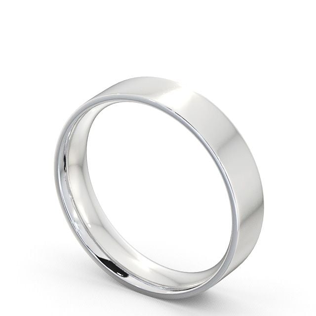 Mens Plain Wedding Ring Platinum - Flat Court WBM3_WG_SIDE