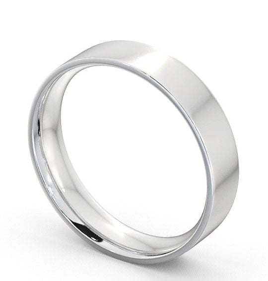 Mens Plain Wedding Ring Platinum - Flat Court WBM3_WG_THUMB1