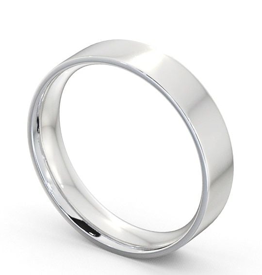 Mens Plain Flat Court Wedding Ring Platinum WBM3_WG_THUMB1 