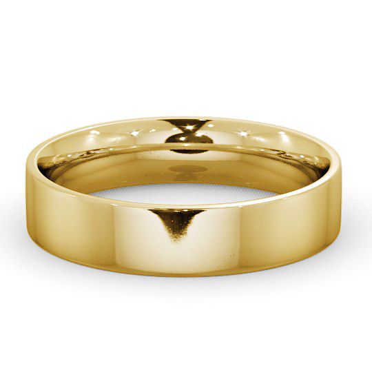 Mens Plain Flat Court Wedding Ring 18K Yellow Gold WBM3_YG_THUMB2 